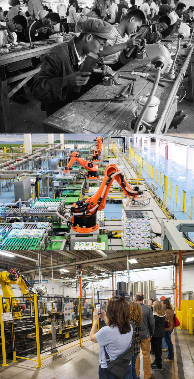 Modern office building exterior with glass facade and professional architecture, blue sky background, natural lighting